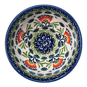Polish Pottery 5.5" Fancy Bowl (Floral Fans) | C018S-P314 Additional Image at PolishPotteryOutlet.com