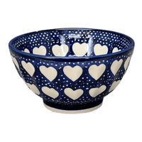 A picture of a Polish Pottery 5.5" Fancy Bowl (Sea of Hearts) | C018T-SEA as shown at PolishPotteryOutlet.com/products/5-5-fancy-bowl-sea-of-hearts-c018t-sea