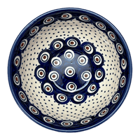 A picture of a Polish Pottery 5.5" Fancy Bowl (Peacock Dot) | C018U-54K as shown at PolishPotteryOutlet.com/products/5-5-fancy-bowl-peacock-dot-c018u-54k