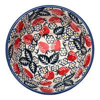 A picture of a Polish Pottery 5.5" Fancy Bowl (Strawberry Fields) | C018U-AS59 as shown at PolishPotteryOutlet.com/products/5-5-fancy-bowl-strawberry-fields-c018u-as59