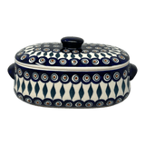 Baker, Oval, Lid, Handles, Small 11" x 5.5" in "Peacock" by Manufaktura | C021T-54