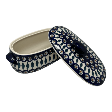 Baker, Oval, Lid, Handles, Small 11" x 5.5" in "Peacock" by Manufaktura | C021T-54