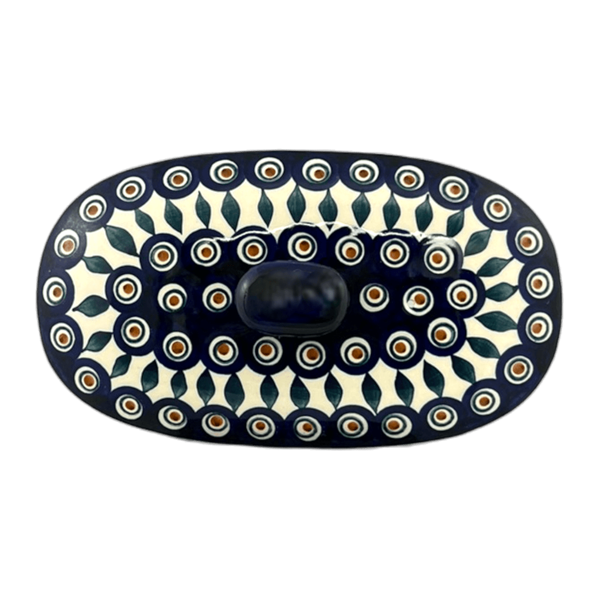 Baker, Oval, Lid, Handles, Small 11" x 5.5" in "Peacock" by Manufaktura | C021T-54