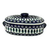 Baker, Oval, Lid, Handles, Small 11" x 5.5" in "Peacock" by Manufaktura | C021T-54