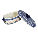 Baker, Oval, Lid, Handles, Small 11" x 5.5" in "Flower Power" by Manufaktura | C021T-JS14