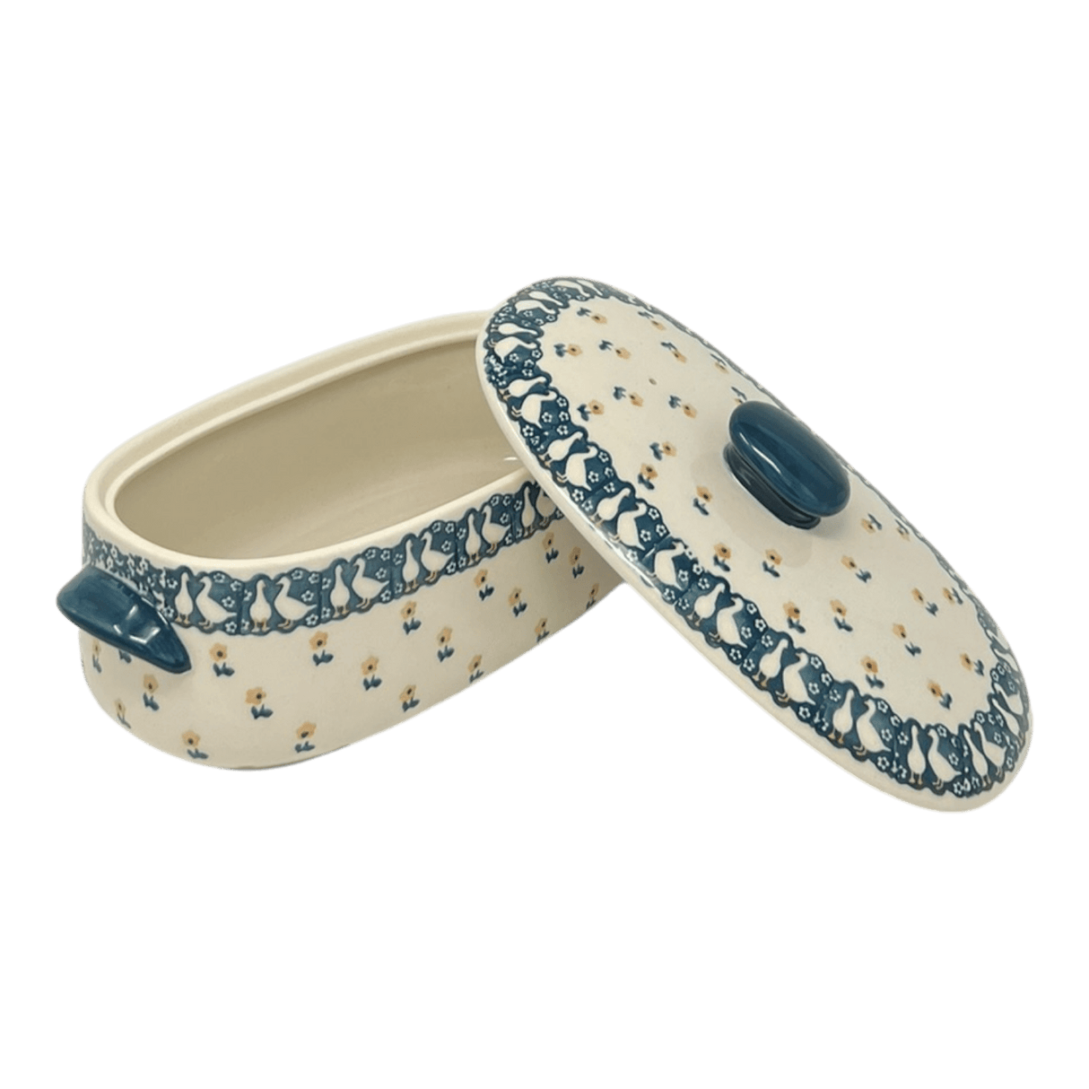 Baker, Oval, Lid, Handles, Small 11" x 5.5" in "Lucky Duck" by Manufaktura | C021T-P322