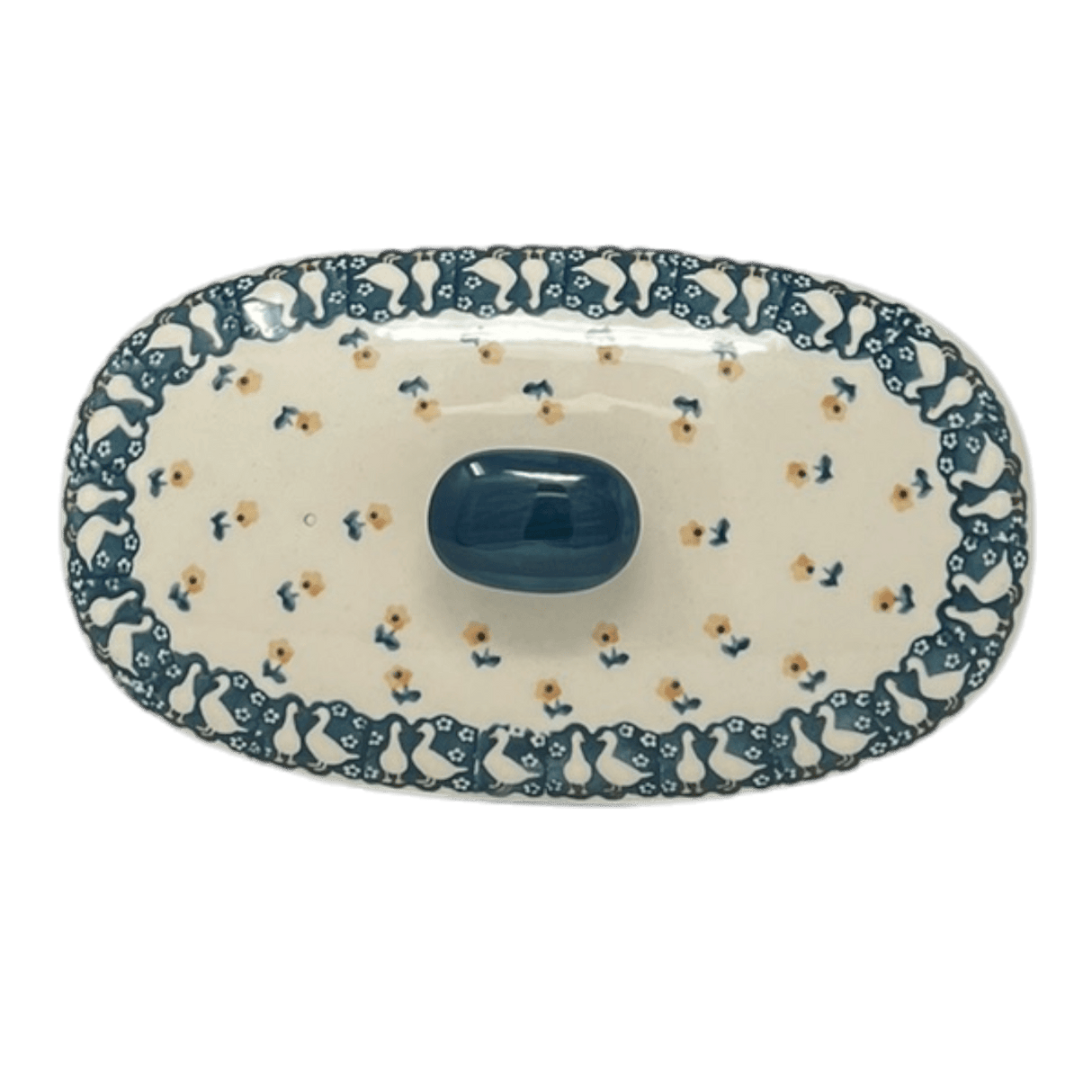 Baker, Oval, Lid, Handles, Small 11" x 5.5" in "Lucky Duck" by Manufaktura | C021T-P322