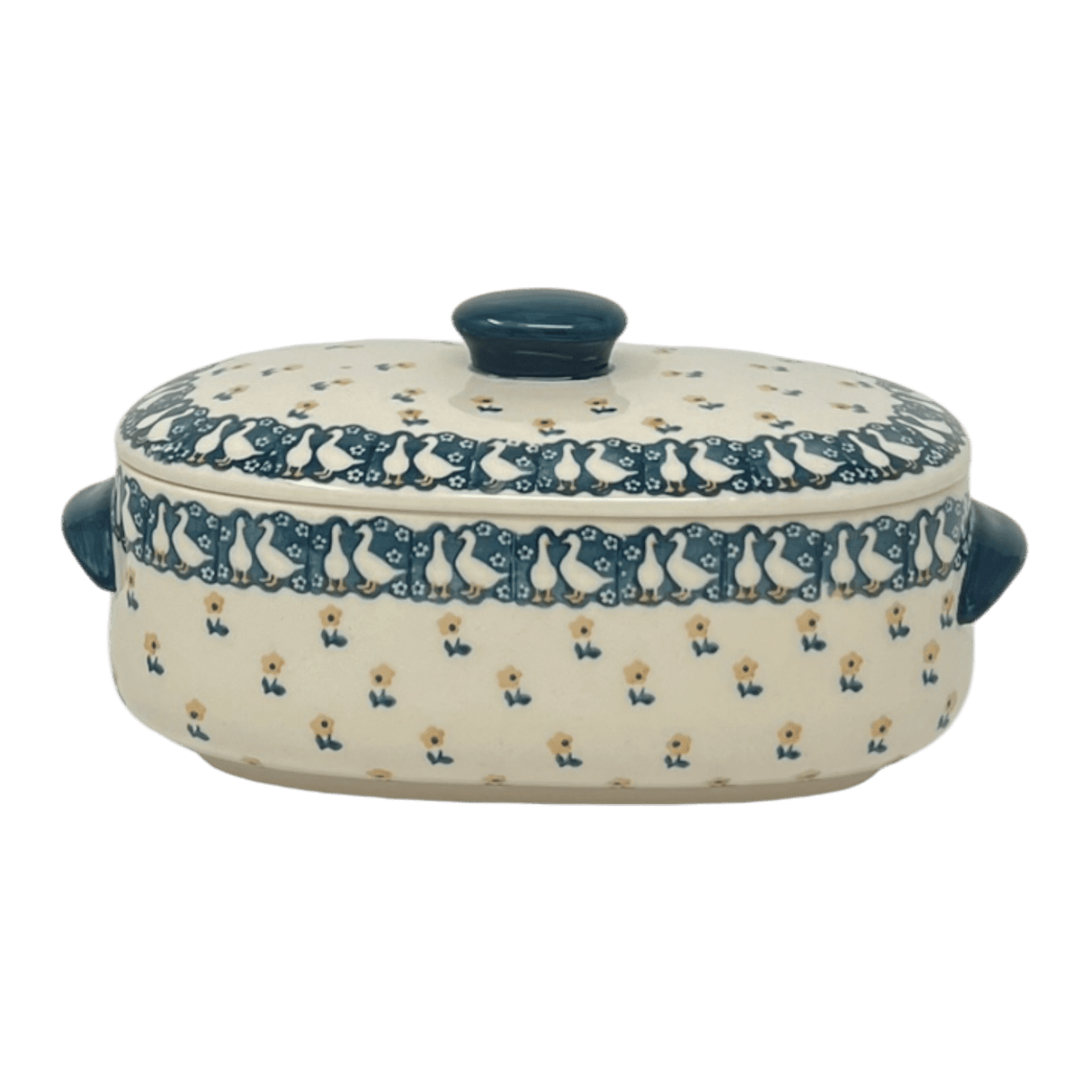 Baker, Oval, Lid, Handles, Small 11" x 5.5" in "Lucky Duck" by Manufaktura | C021T-P322