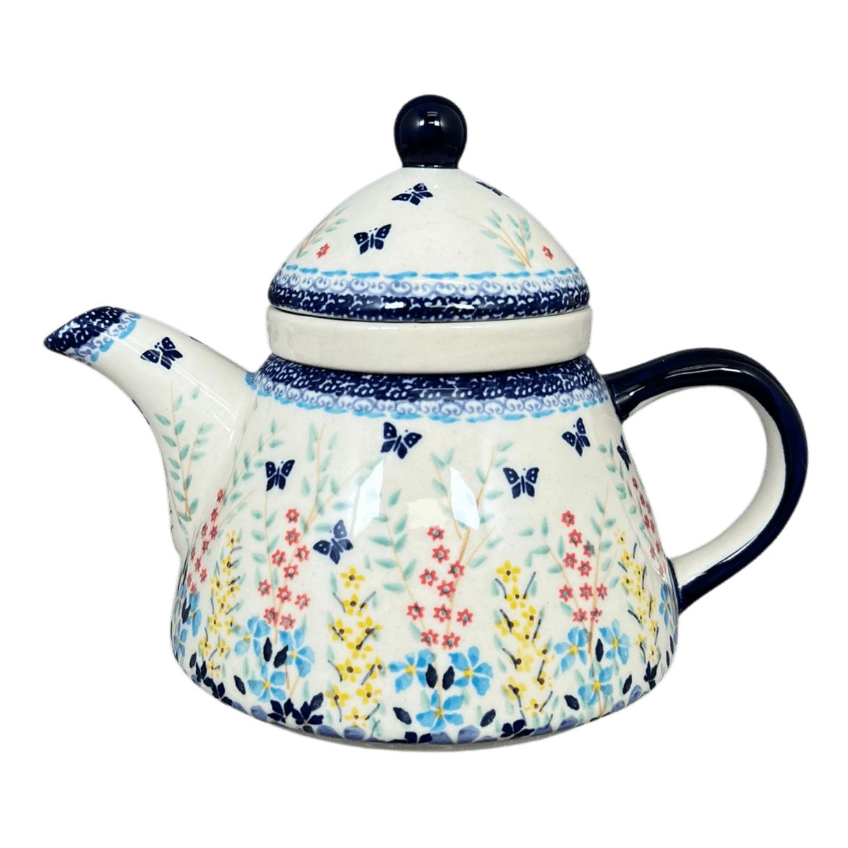 Tea Infuser Teapot, 38 oz in "Butterfly Bounty" by Manufaktura | C028S-WK76