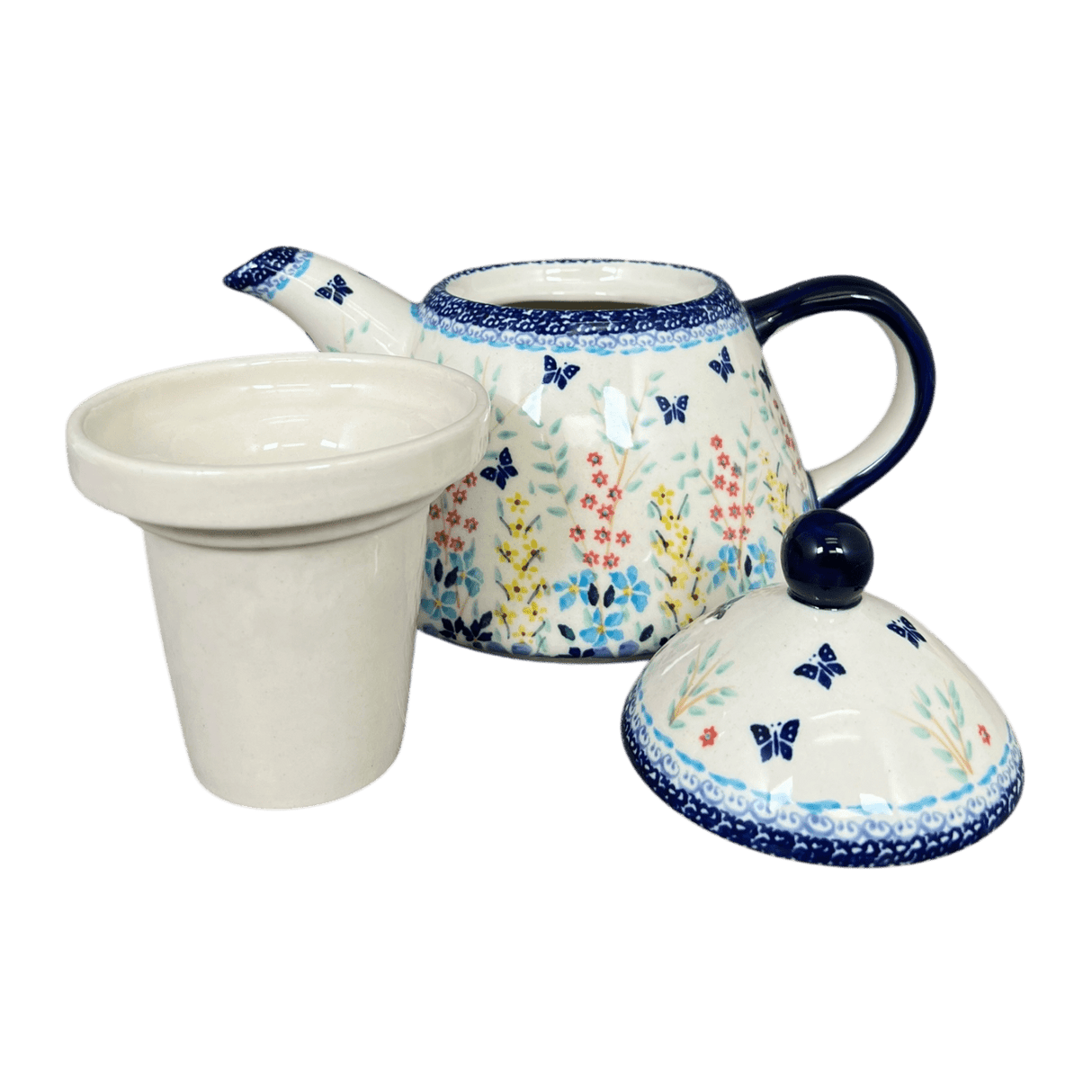 Tea Infuser Teapot, 38 oz in "Butterfly Bounty" by Manufaktura | C028S-WK76