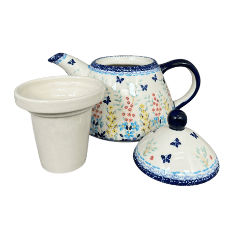 Tea Infuser Teapot, 38 oz in "Butterfly Bounty" by Manufaktura | C028S-WK76