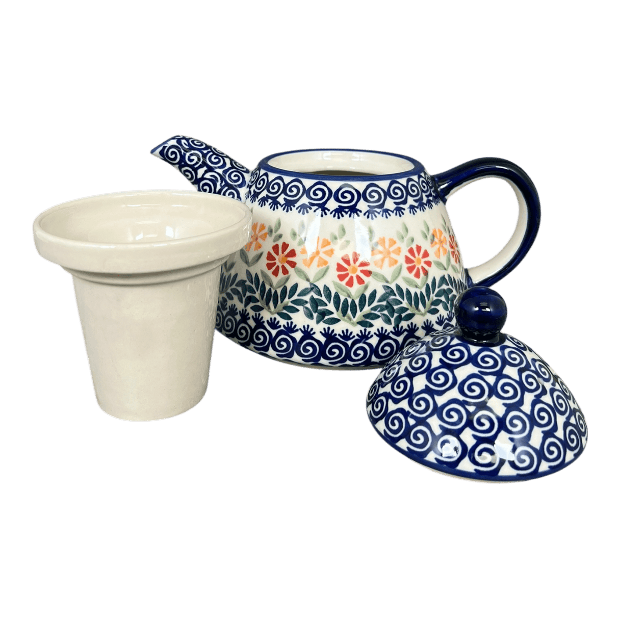 Tea Infuser Teapot, 38 oz in "Flower Power" by Manufaktura | C028T-JS14