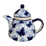Tea Infuser Teapot, 38 oz in "Blue Butterfly" by Manufaktura | C028U-AS58