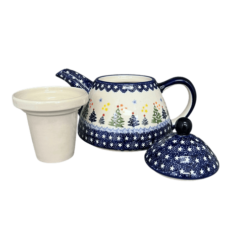 Tea Infuser Teapot, 38 oz in "Festive Forest" by Manufaktura | C028U-INS6