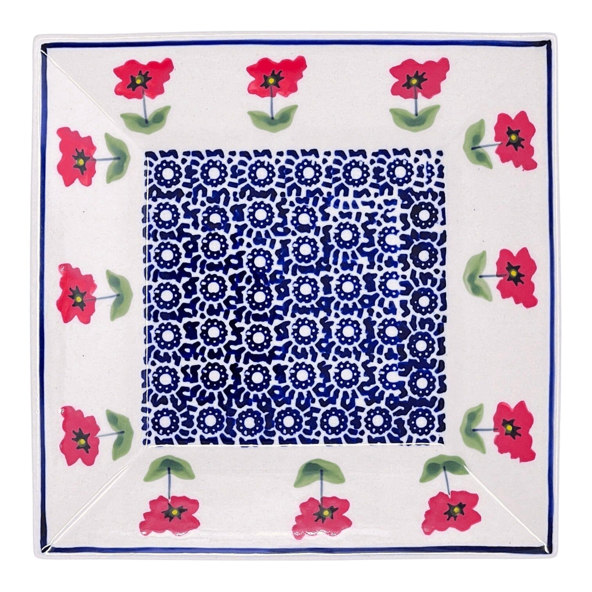 Plate, Square, Dessert, 7" in "Poppy Garden" by Manufaktura | T158T-EJ01