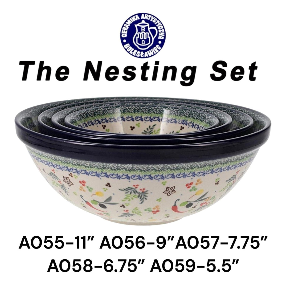 Bowl, Round, Kitchen, 7.75" in "Blue Ribbon" by Ceramika Artystyczna | A057-1026X