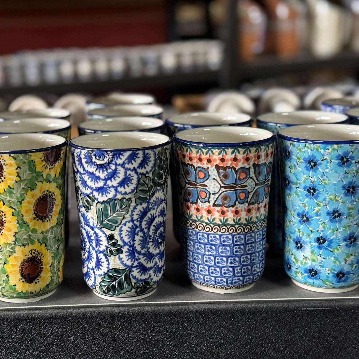 Tumbler, 12 oz in "Blue Dahlia" by Ceramika Artystyczna | A076-U1473