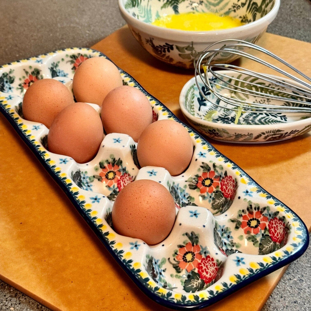 Egg Carton, 13.25" x 5" in "Hummingbird Bouquet" by Ceramika Artystyczna | AC28-U3357