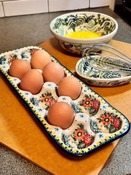 Egg Carton, 13.25" x 5" in "Regal Roosters" by Ceramika Artystyczna | AC28-U2617