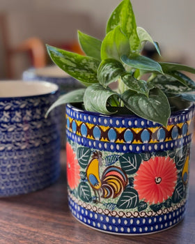 Polish Pottery Flower Pot, 4.75" in "Rosie's Garden" by Ceramika Artystyczna | A361-1490X Additional Image at PolishPotteryOutlet.com