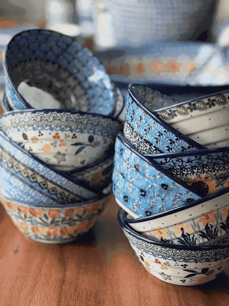 Bowl, Round, Ridged, 5.5" in "Pansy Blues" by Ceramika Artystyczna | A696-2346X