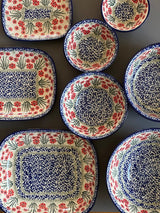 Dish, Shallow, 5.75" x 7" in "Red Aster" by Ceramika Artystyczna  | A160-1435X