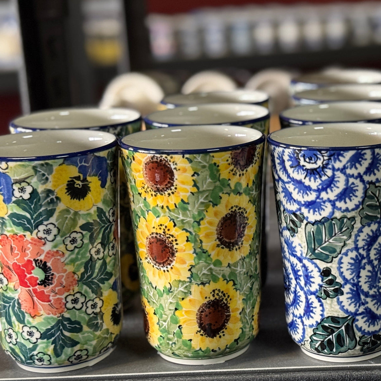 Tumbler, 12 oz in "Sunflower Field" by Ceramika Artystyczna | A076-U4737