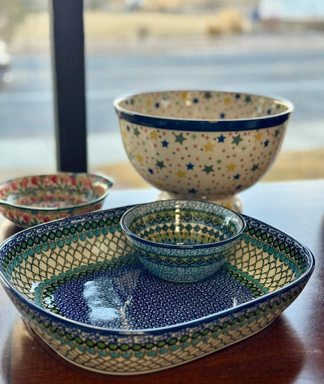 Baker, Rectangular, 10.5" x 12" in "Mediterranean Waves" by Ceramika Artystyczna | A156-U72