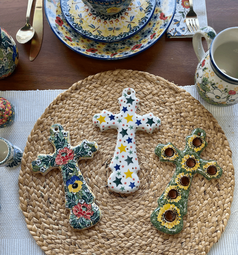 Cross, Large, 7.75" in "Tropical Love" by Ceramika Artystyczna | A533-U4705