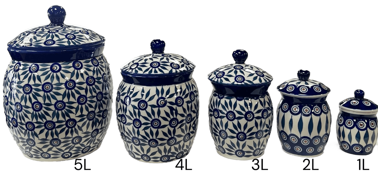 Canister, 0.5 Liter in "Woven Blues" by Manufaktura | P087T-P182