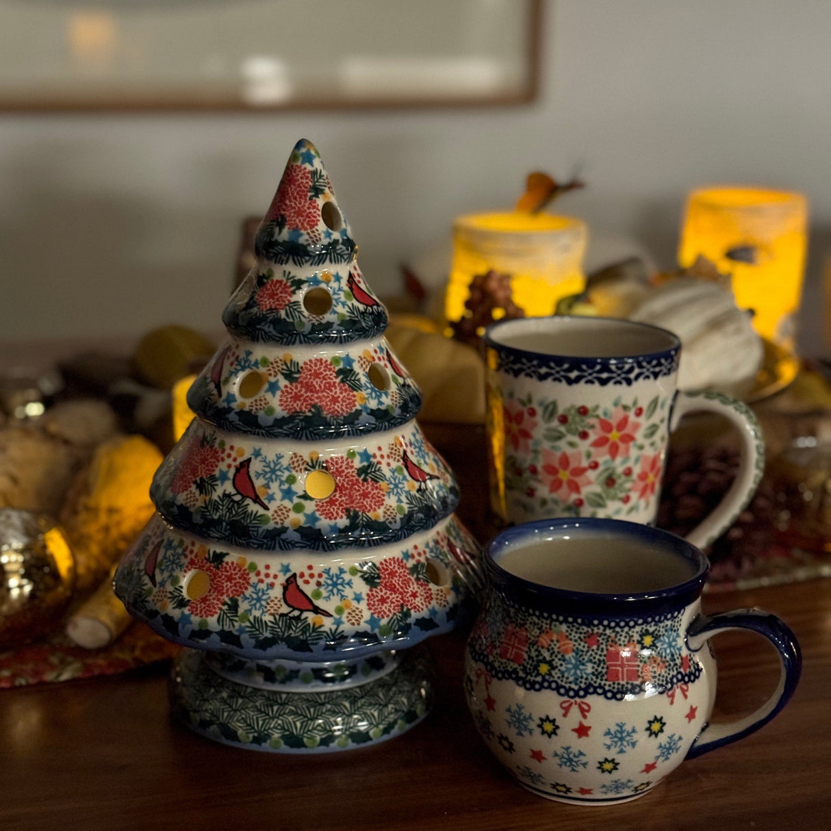 Luminary, Christmas Tree, 10" Large in "Winter Cardinal" by Galia | GCH05-AS2