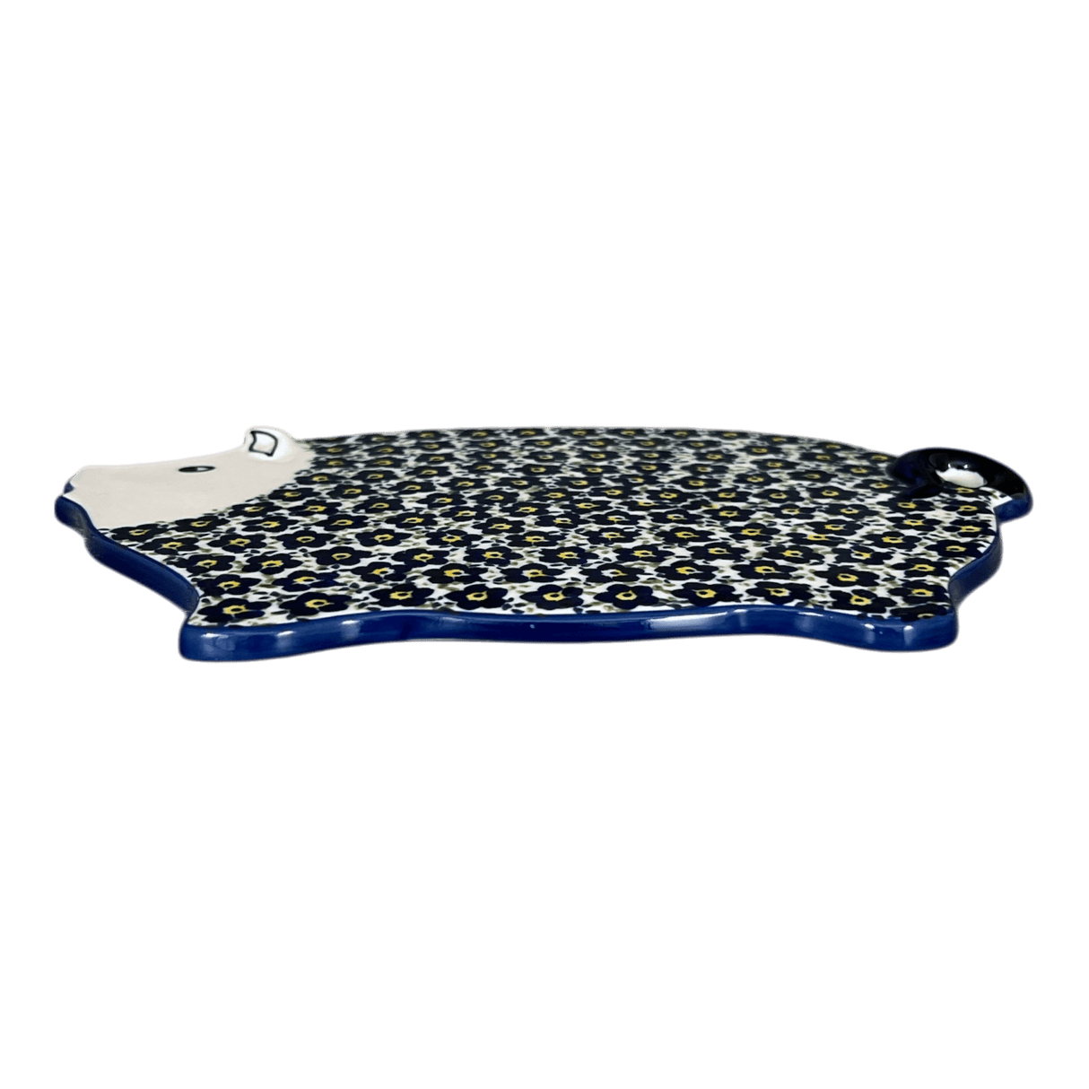 Cutting Board, Piggy, 10.5" x 6.5" in "Floral Revival Blue" by Manufaktura | D007U-MKOB