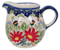A picture of a Polish Pottery The Cream of Creamers-"Basia" (Floral Fantasy) | D019S-P260 as shown at PolishPotteryOutlet.com/products/6-5-oz-the-cream-of-creamers-basia-floral-fantasy-d019s-p260
