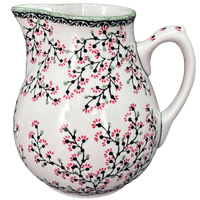 A picture of a Polish Pottery 3 Liter Pitcher (Cherry Blossoms) | D028S-DPGJ as shown at PolishPotteryOutlet.com/products/3-liter-pitcher-cherry-blossoms-d028s-dpgj