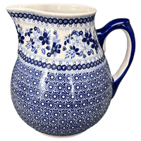 A picture of a Polish Pottery 3 Liter Pitcher (Duet in Blue) | D028S-SB01 as shown at PolishPotteryOutlet.com/products/3-liter-pitcher-duet-in-blue-d028s-sb01