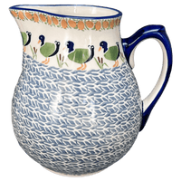 A picture of a Polish Pottery 3 Liter Pitcher (Ducks in a Row) | D028U-P323 as shown at PolishPotteryOutlet.com/products/3-liter-pitcher-ducks-in-a-row-d028u-p323