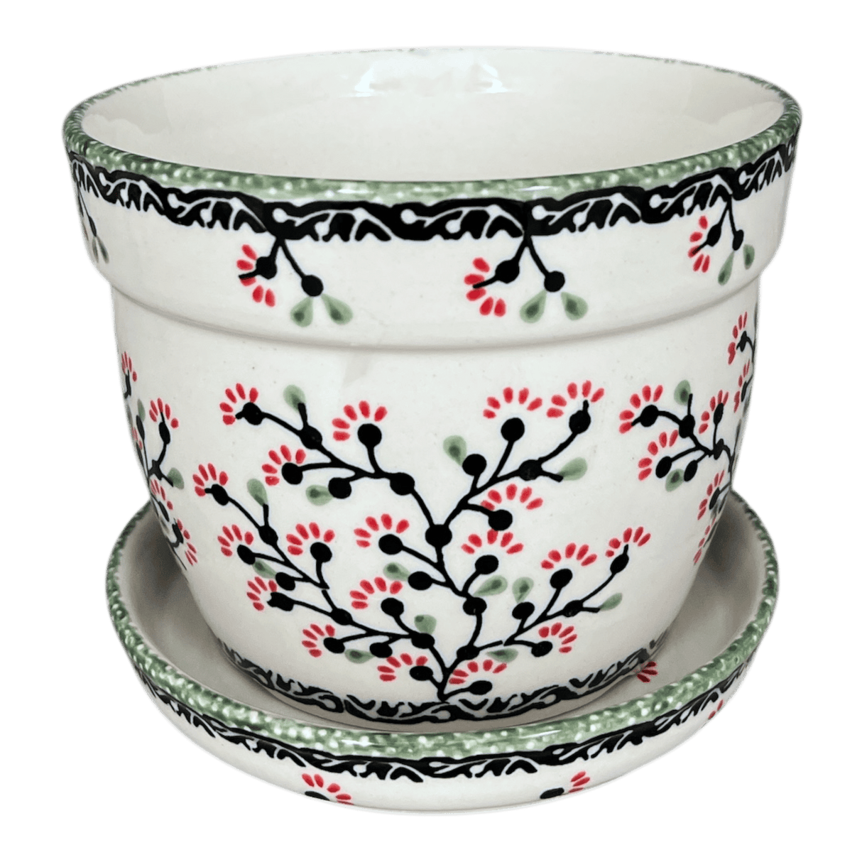 Flower Pot, with Saucer, 6" in "Cherry Blossoms" by Manufaktura | D036S-DPGJ