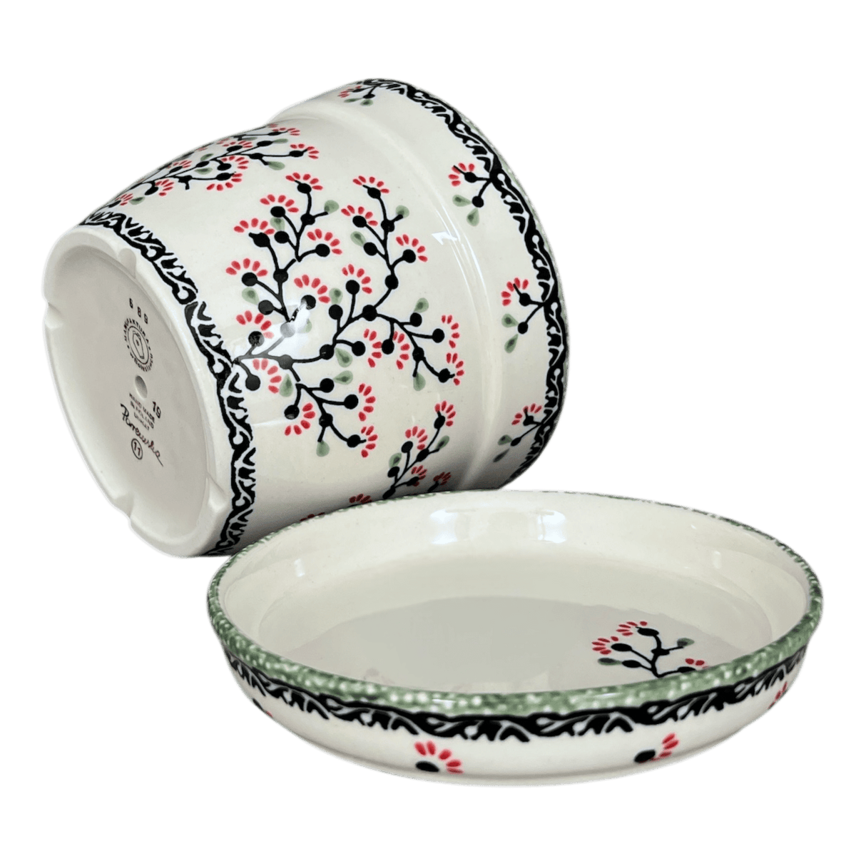 Flower Pot, with Saucer, 6" in "Cherry Blossoms" by Manufaktura | D036S-DPGJ