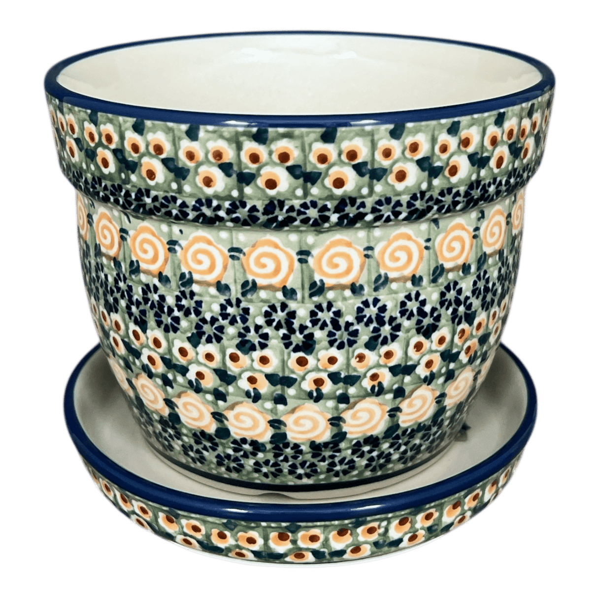 Flower Pot, with Saucer, 6" in "Perennial Garden" by Manufaktura | D036S-LM