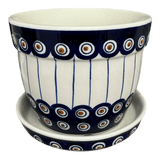 Flower Pot, with Saucer, 6" in "Peacock in Line" by Manufaktura | D036T-54A