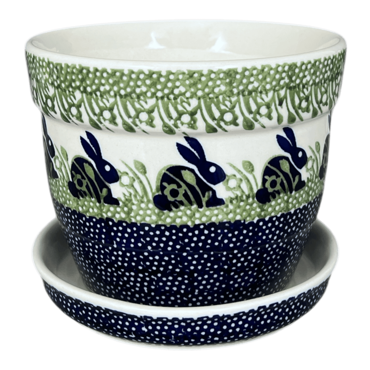 Flower Pot, with Saucer, 6" in "Bunny Love" by Manufaktura | D036T-P324