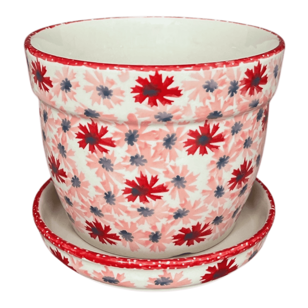Flower Pot, with Saucer, 6" in "Scarlet Daisy" by Manufaktura | D036U-AS73