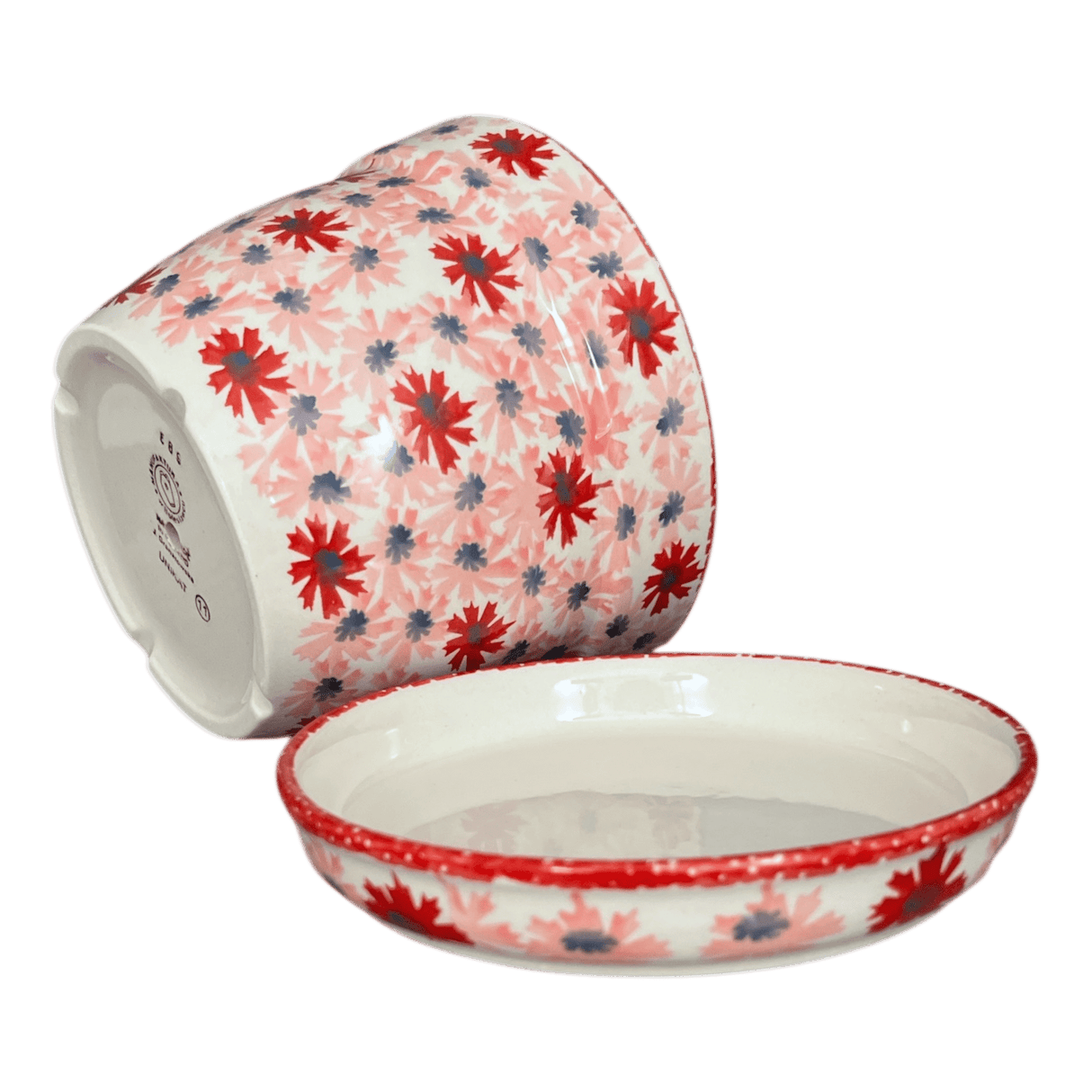 Flower Pot, with Saucer, 6" in "Scarlet Daisy" by Manufaktura | D036U-AS73