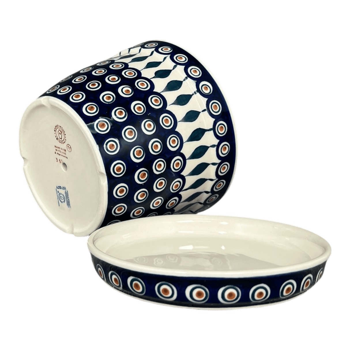 Flower Pot, with Saucer, 8" in "Peacock" by Manufaktura | D037T-54