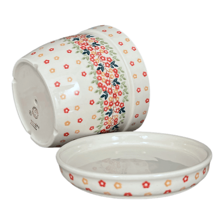 Flower Pot, with Saucer, 8" in "Autumn Wreath" by Manufaktura | D037T-KK02