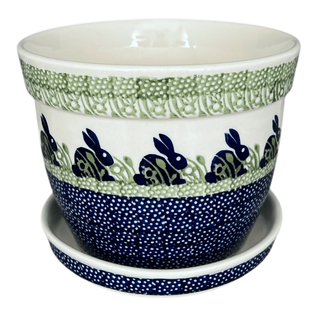Flower Pot, with Saucer, 8" in "Bunny Love" by Manufaktura | D037T-P324