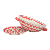 A picture of a Polish Pottery Berry Bowl (Whole Hearted Red) | D038T-SEDC as shown at PolishPotteryOutlet.com/products/9-75-berry-bowl-whole-hearted-red-d038t-sedc