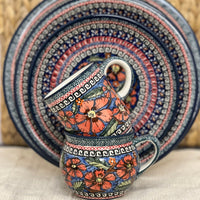 A picture of a Polish Pottery Zaklady 7.75" Dessert Plate (Exotic Reds) | Y814-ART150 as shown at PolishPotteryOutlet.com/products/zaklady-dessert-plate-exotic-reds-y814-art150