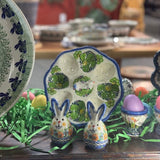 Plate, Round, Egg Plate, 7.25" in "Green Daisy Spiral" by Galia | GT11-UZK