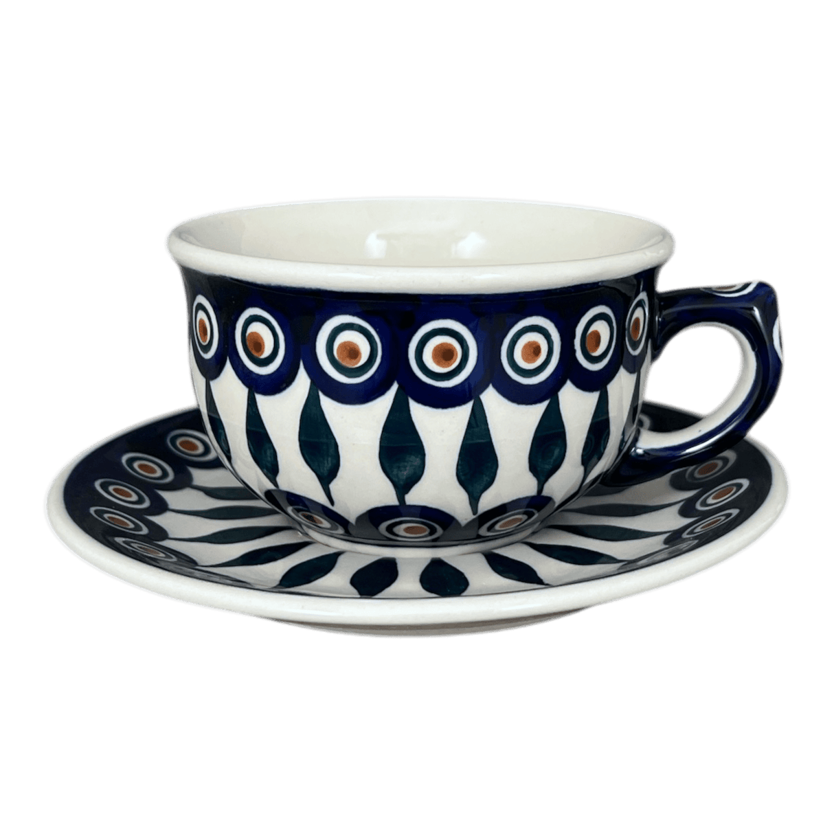 Cup & Saucer, 10 oz Canadian in "Peacock" by Manufaktura | F036T-54